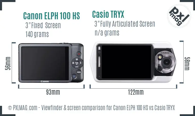 Canon ELPH 100 HS vs Casio TRYX Screen and Viewfinder comparison