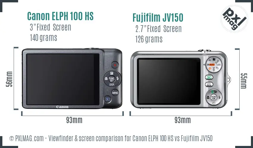 Canon ELPH 100 HS vs Fujifilm JV150 Screen and Viewfinder comparison Canon ELPH 100 HS vs Fujifilm JV150 Screen and Viewfinder comparison