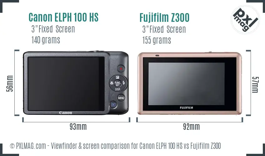 Canon ELPH 100 HS vs Fujifilm Z300 Screen and Viewfinder comparison