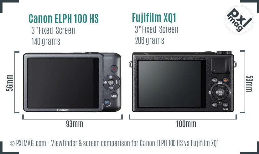 Canon ELPH 100 HS vs Fujifilm XQ1 Screen and Viewfinder comparison