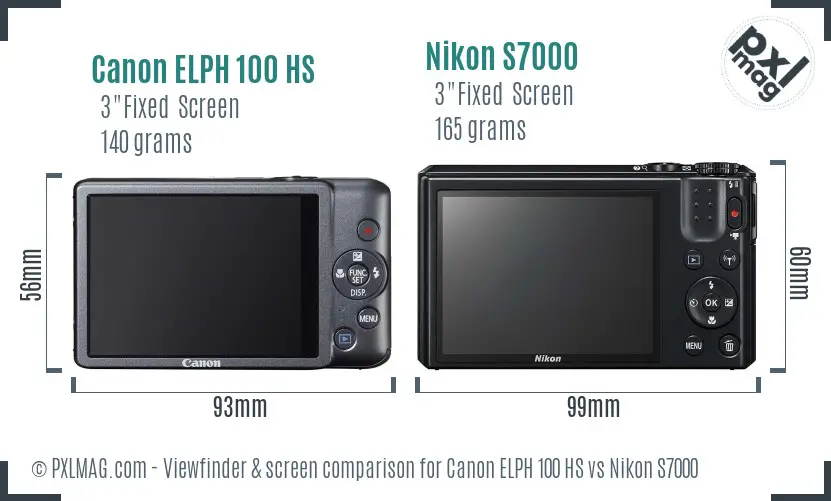 Canon ELPH 100 HS vs Nikon S7000 Screen and Viewfinder comparison Canon ELPH 100 HS vs Nikon S7000 Screen and Viewfinder comparison