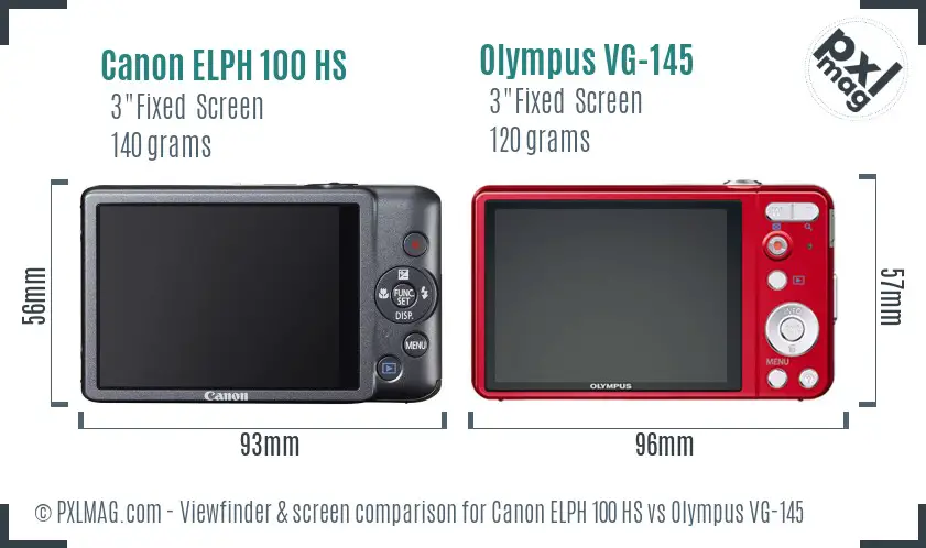 Canon ELPH 100 HS vs Olympus VG-145 Screen and Viewfinder comparison