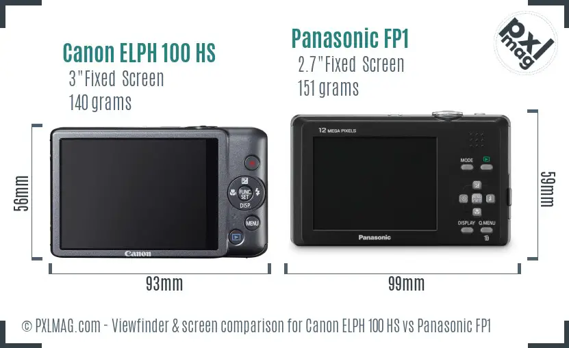 Canon ELPH 100 HS vs Panasonic FP1 Screen and Viewfinder comparison