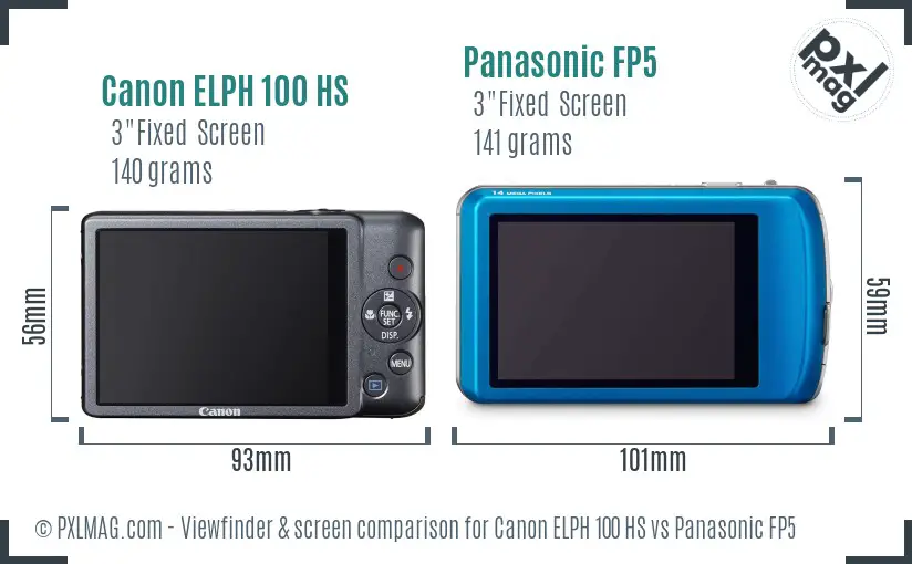 Canon ELPH 100 HS vs Panasonic FP5 Screen and Viewfinder comparison
