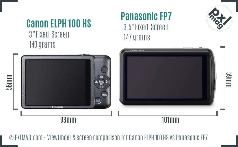 Canon ELPH 100 HS vs Panasonic FP7 Screen and Viewfinder comparison Canon ELPH 100 HS vs Panasonic FP7 Screen and Viewfinder comparison