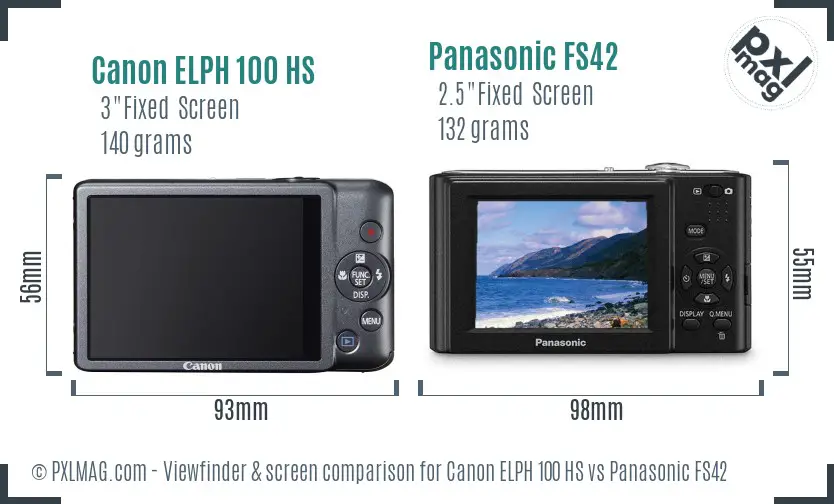 Canon ELPH 100 HS vs Panasonic FS42 Screen and Viewfinder comparison