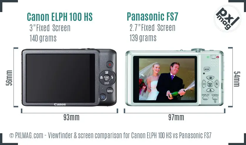 Canon ELPH 100 HS vs Panasonic FS7 Screen and Viewfinder comparison Canon ELPH 100 HS vs Panasonic FS7 Screen and Viewfinder comparison
