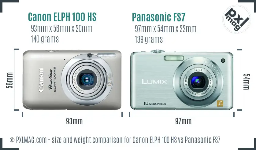 Canon ELPH 100 HS vs Panasonic FS7 size comparison Canon ELPH 100 HS vs Panasonic FS7 size comparison