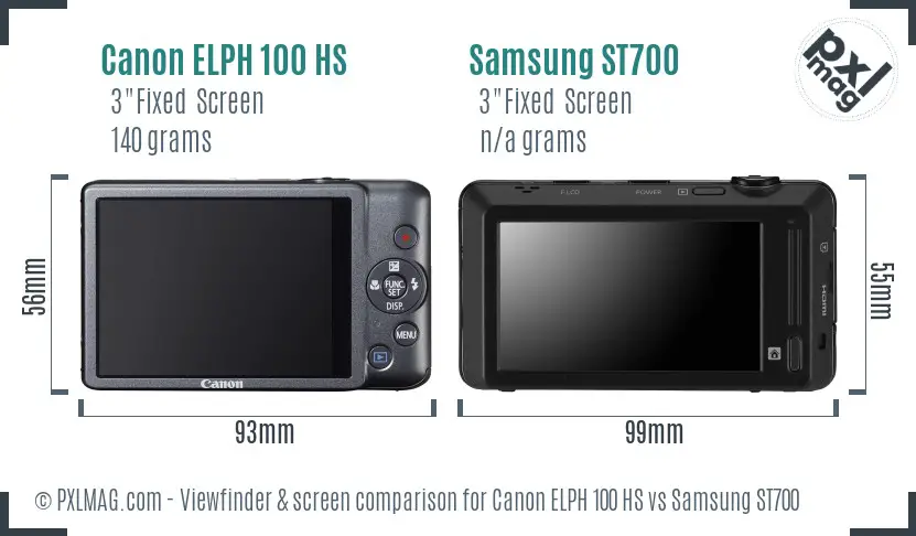 Canon ELPH 100 HS vs Samsung ST700 Screen and Viewfinder comparison