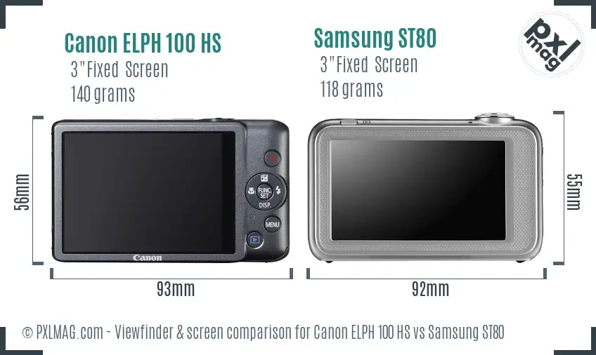 Canon ELPH 100 HS vs Samsung ST80 Screen and Viewfinder comparison Canon ELPH 100 HS vs Samsung ST80 Screen and Viewfinder comparison