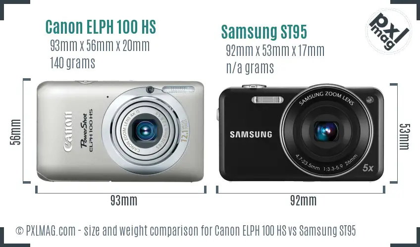 Canon ELPH 100 HS vs Samsung ST95 size comparison Canon ELPH 100 HS vs Samsung ST95 size comparison