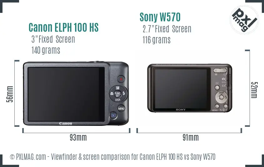 Canon ELPH 100 HS vs Sony W570 Screen and Viewfinder comparison