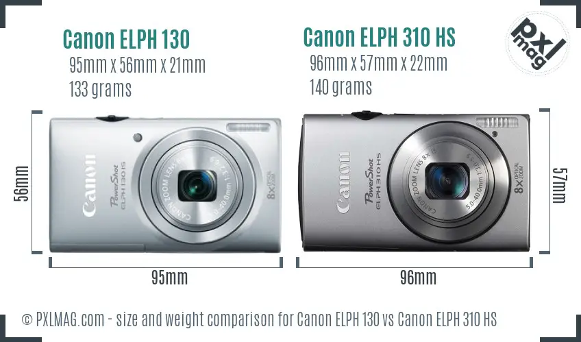Canon ELPH 130 vs Canon ELPH 310 HS size comparison