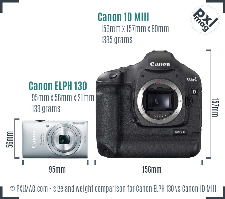 Canon ELPH 130 vs Canon 1D MIII size comparison Canon ELPH 130 vs Canon 1D MIII size comparison