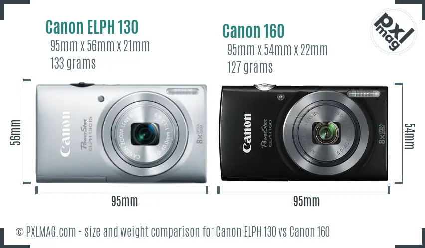 Canon ELPH 130 vs Canon 160 size comparison