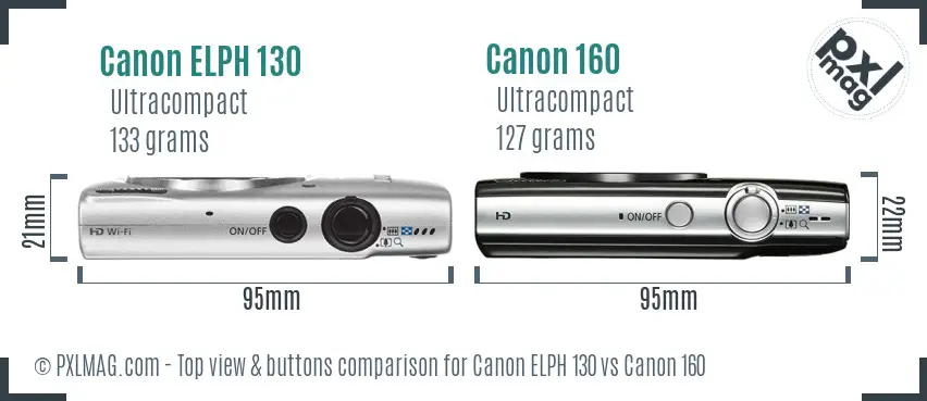 Canon ELPH 130 vs Canon 160 top view buttons comparison