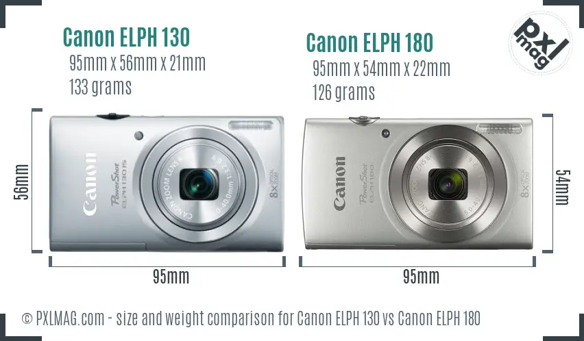 Canon ELPH 130 vs Canon ELPH 180 size comparison
