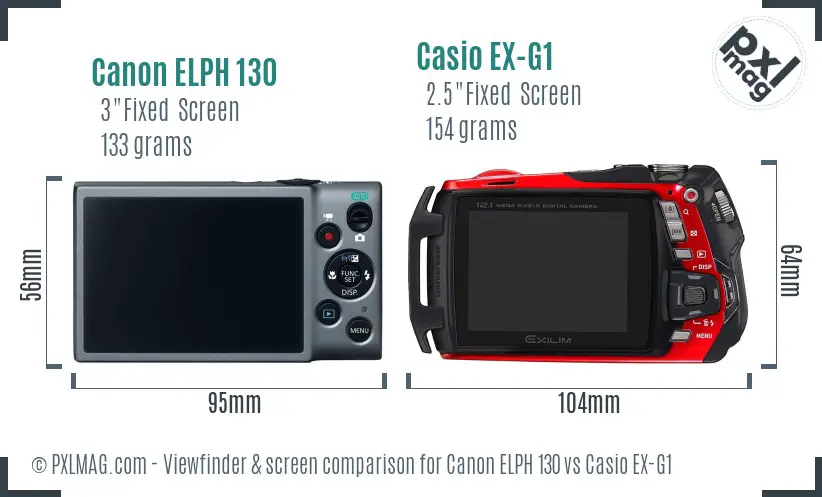 Canon ELPH 130 vs Casio EX-G1 Screen and Viewfinder comparison Canon ELPH 130 vs Casio EX-G1 Screen and Viewfinder comparison