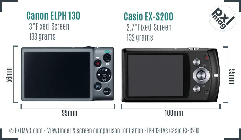 Canon ELPH 130 vs Casio EX-S200 Screen and Viewfinder comparison