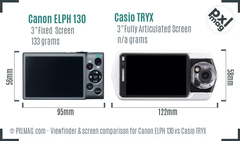 Canon ELPH 130 vs Casio TRYX Screen and Viewfinder comparison