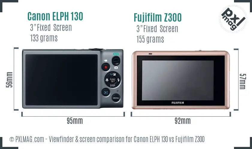 Canon ELPH 130 vs Fujifilm Z300 Screen and Viewfinder comparison Canon ELPH 130 vs Fujifilm Z300 Screen and Viewfinder comparison
