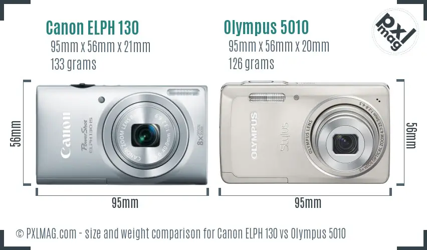 Canon ELPH 130 vs Olympus 5010 size comparison
