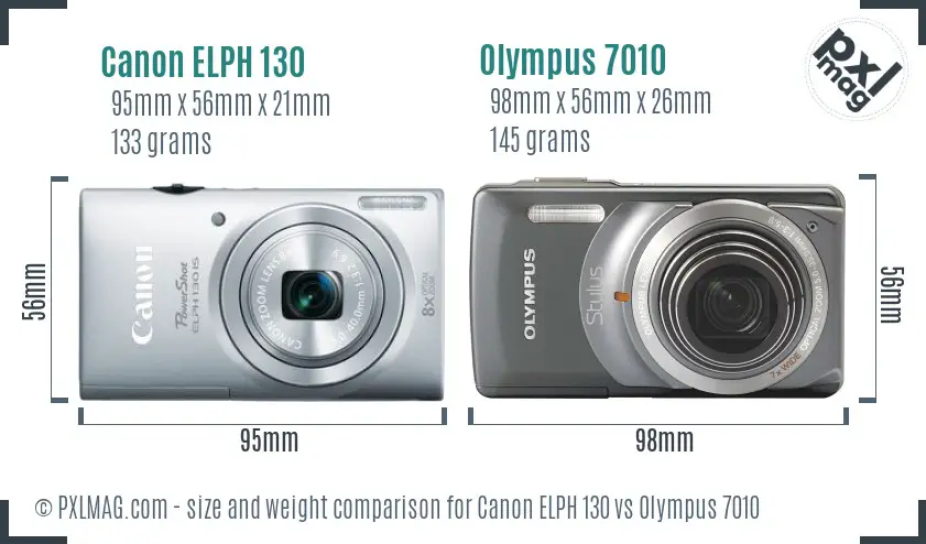 Canon ELPH 130 vs Olympus 7010 size comparison