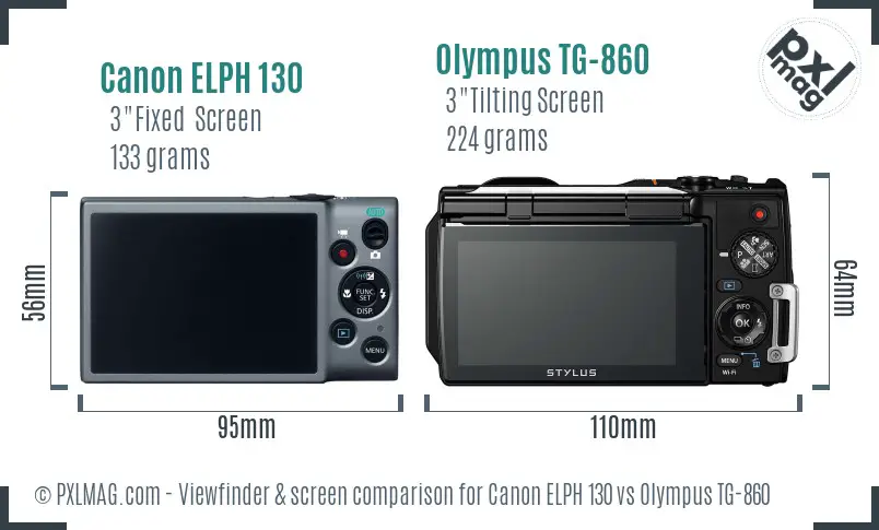 Canon ELPH 130 vs Olympus TG-860 Screen and Viewfinder comparison