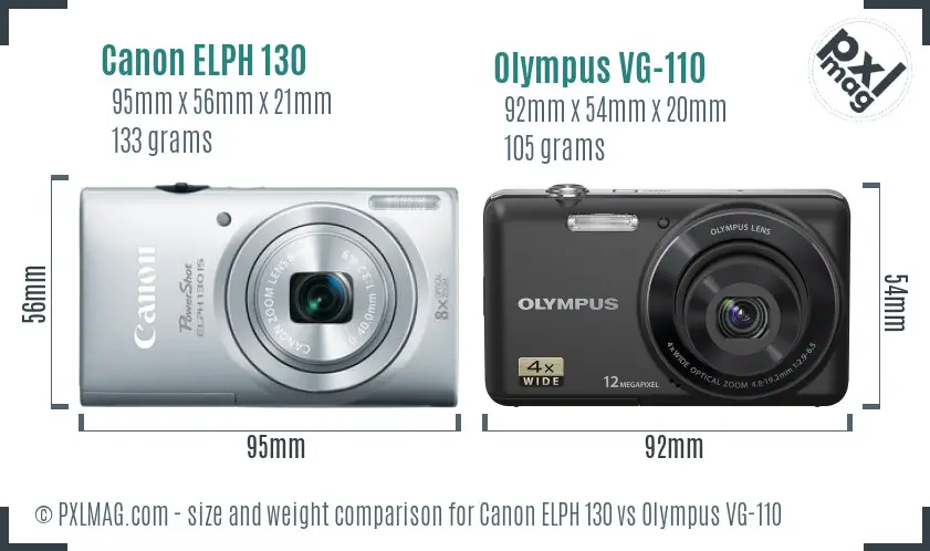 Canon ELPH 130 vs Olympus VG-110 size comparison