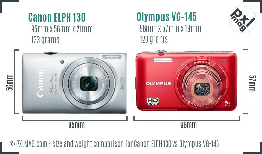 Canon ELPH 130 vs Olympus VG-145 size comparison