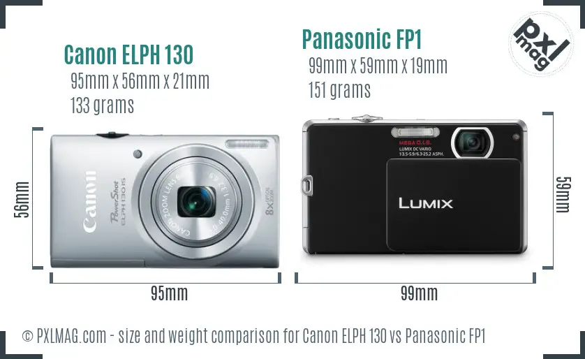 Canon ELPH 130 vs Panasonic FP1 size comparison