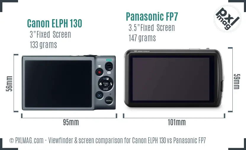 Canon ELPH 130 vs Panasonic FP7 Screen and Viewfinder comparison