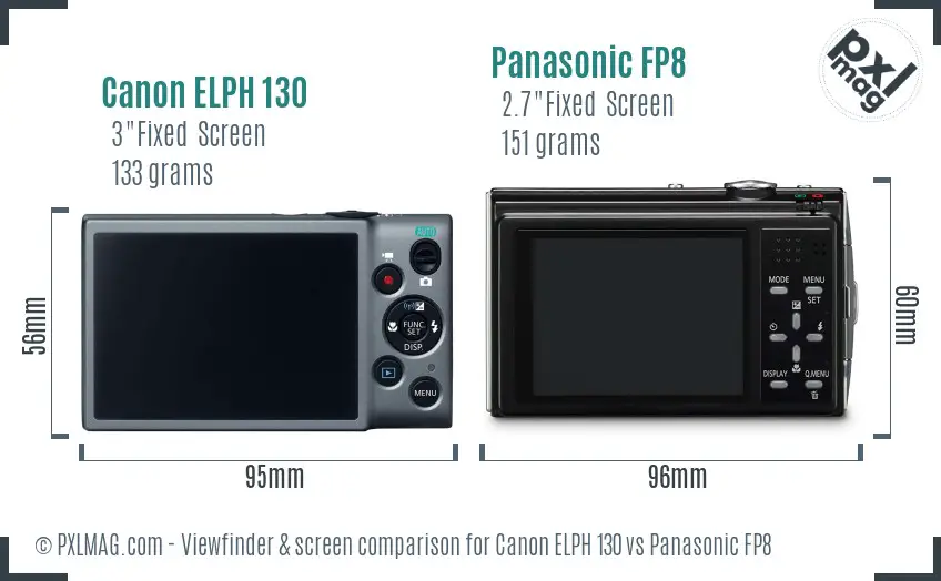 Canon ELPH 130 vs Panasonic FP8 Screen and Viewfinder comparison Canon ELPH 130 vs Panasonic FP8 Screen and Viewfinder comparison