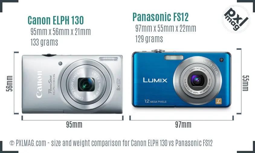 Canon ELPH 130 vs Panasonic FS12 size comparison Canon ELPH 130 vs Panasonic FS12 size comparison