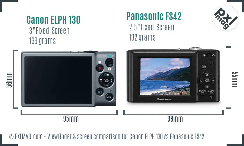 Canon ELPH 130 vs Panasonic FS42 Screen and Viewfinder comparison