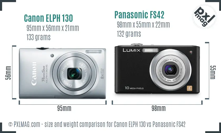 Canon ELPH 130 vs Panasonic FS42 size comparison