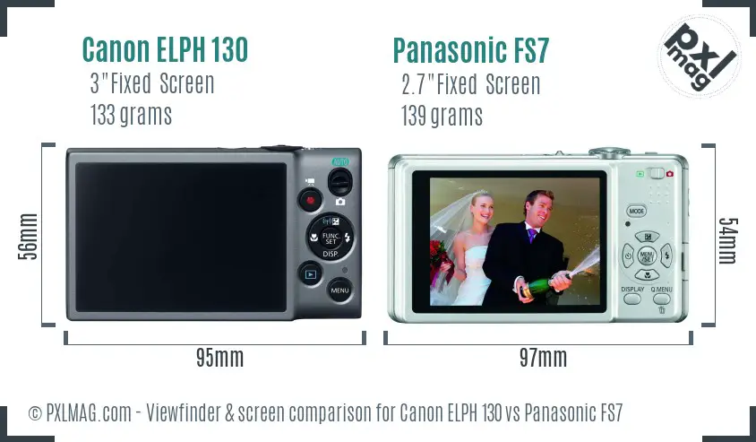 Canon ELPH 130 vs Panasonic FS7 Screen and Viewfinder comparison