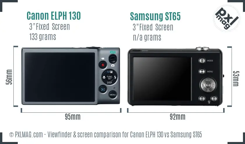 Canon ELPH 130 vs Samsung ST65 Screen and Viewfinder comparison