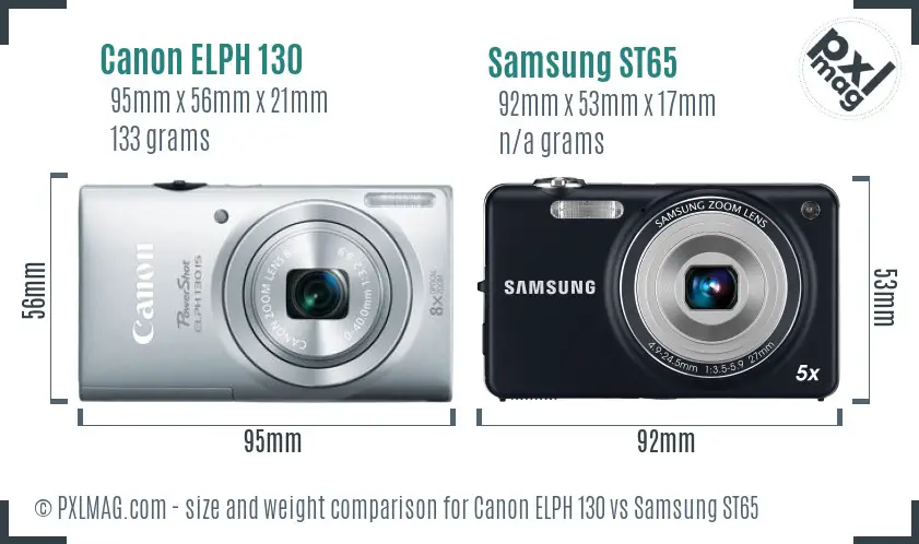 Canon ELPH 130 vs Samsung ST65 size comparison