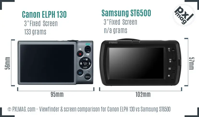 Canon ELPH 130 vs Samsung ST6500 Screen and Viewfinder comparison