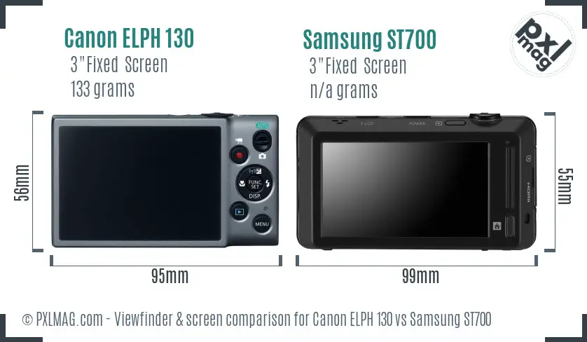 Canon ELPH 130 vs Samsung ST700 Screen and Viewfinder comparison Canon ELPH 130 vs Samsung ST700 Screen and Viewfinder comparison