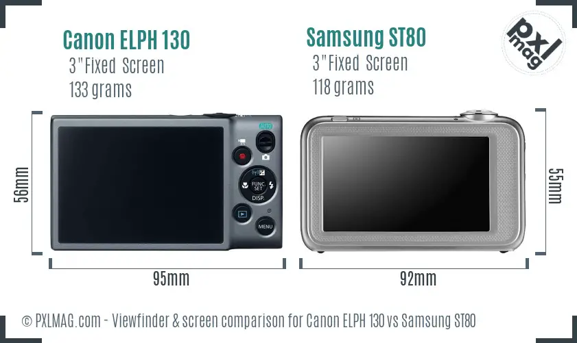 Canon ELPH 130 vs Samsung ST80 Screen and Viewfinder comparison Canon ELPH 130 vs Samsung ST80 Screen and Viewfinder comparison