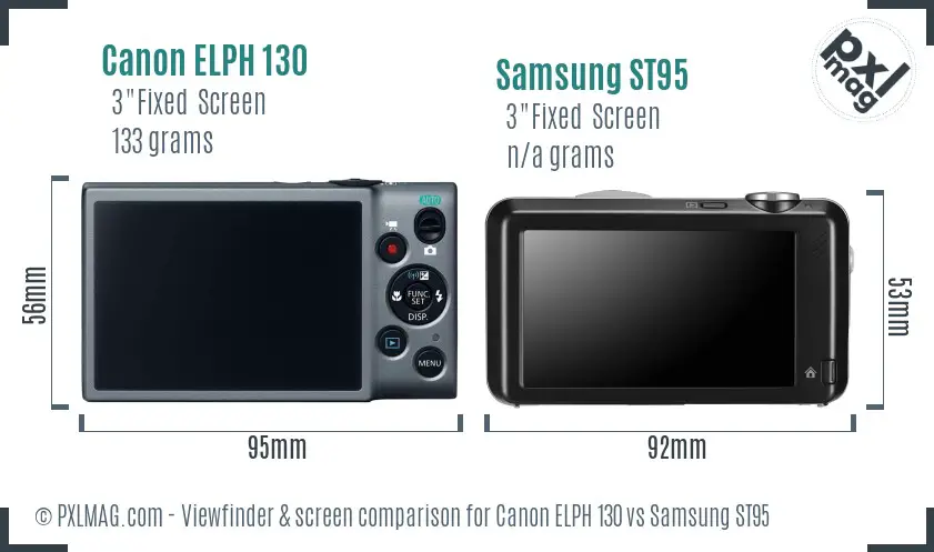 Canon ELPH 130 vs Samsung ST95 Screen and Viewfinder comparison Canon ELPH 130 vs Samsung ST95 Screen and Viewfinder comparison