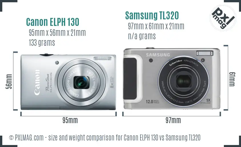 Canon ELPH 130 vs Samsung TL320 size comparison Canon ELPH 130 vs Samsung TL320 size comparison