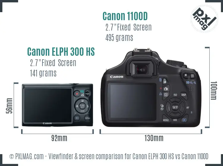 Canon ELPH 300 HS vs Canon 1100D Screen and Viewfinder comparison Canon ELPH 300 HS vs Canon 1100D Screen and Viewfinder comparison