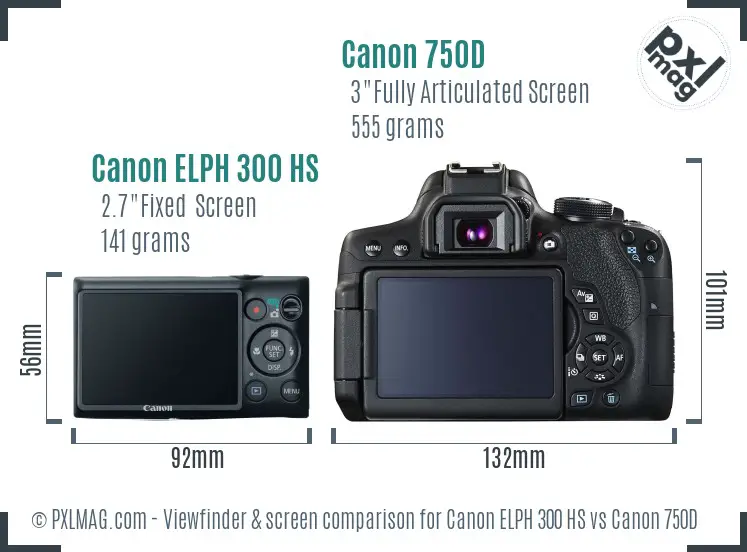 Canon ELPH 300 HS vs Canon 750D Screen and Viewfinder comparison Canon ELPH 300 HS vs Canon 750D Screen and Viewfinder comparison