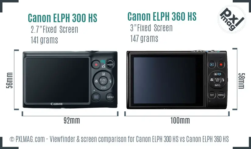 Canon ELPH 300 HS vs Canon ELPH 360 HS Screen and Viewfinder comparison