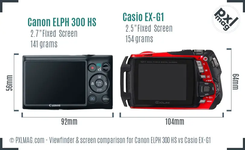 Canon ELPH 300 HS vs Casio EX-G1 Screen and Viewfinder comparison