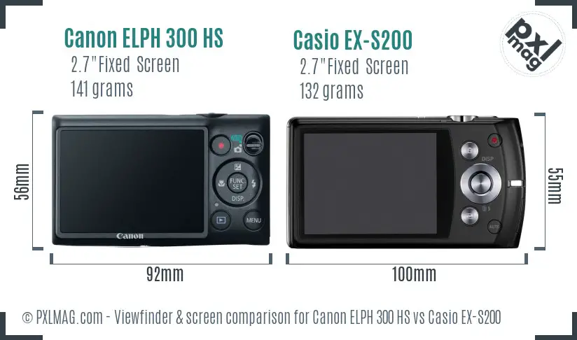 Canon ELPH 300 HS vs Casio EX-S200 Screen and Viewfinder comparison