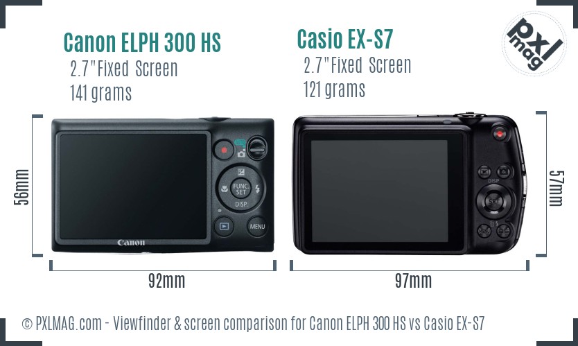 Canon ELPH 300 HS vs Casio EX-S7 Screen and Viewfinder comparison